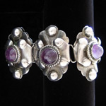 Fred Davis Style Vintage Silver & Amethyst Chunky Bracelet from Mexico