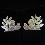 Vintage Cactus Sterling Silver Earrings from Taxco, Mexico