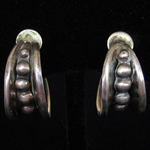 MS Vintage Taxco Fine .940 Silver Hoop Earrings with Original Screwbacks