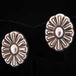 Vintage Mexican Silver Repousse Floral Earrings with Original Screwbacks