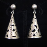 JV Mexican Pierced Sterling Silver Dangle Earrings