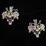 Sterling Silver Vintage Mexican Pierced Grape Earrings