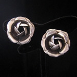 Fabulous Old Mexico Large Sterling Silver Rose Earrings