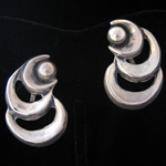 JSE Vintage Taxco Sterling Silver Earrings - Circles with Ball Accent