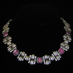 Brenda Schoenfeld Vintage Taxco, Mexico Sterling Silver & Pink Stone Necklace