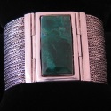 Sleek Modernist Statement Turquoise & Fine Silver Bracelet from Cusco, Peru