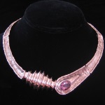 Dramatic Modernist Fine .950 Silver & Faceted Amethyst Collar Necklace from Peru