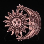 Sun & Moon Folk Art Repousse Brooch & Pendant in Fine .950 Silver from Peru