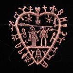 Heart Shaped Folk Art Brooch/Pendant in Fine .950 Silver from Peru