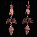 Folkloric Traditional Earrings in Fine .950 Silver with Hands & Corn from Peru