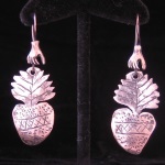 Sacred Heart Traditional Folk Art Earrings in Sterling Silver from Oaxaca, Mexico