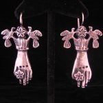 Doves with Large Hand Traditional Folk Art Earrings from Oaxaca, Mexico